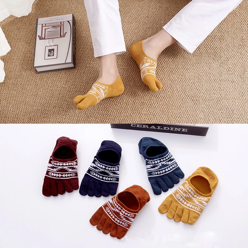 10 Pairs Summer Socks Men Women Five Fingers Anti-Slip Slipper Invisible Boat Socks Sweat-absorbing Very Short Socks with Toes