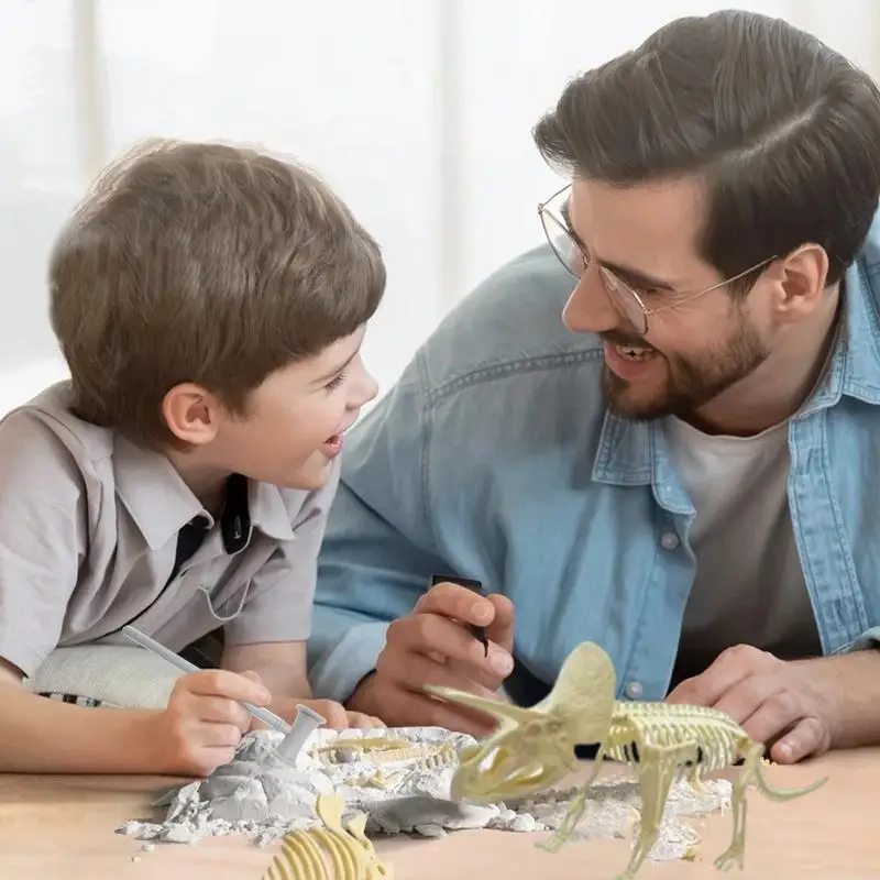 Dino Digging Kit Dinosaur Skeleton Model Kit 3D Dinosaur Skeleton Puzzle Display Models Buildable Dino Fossil Model For Toddler