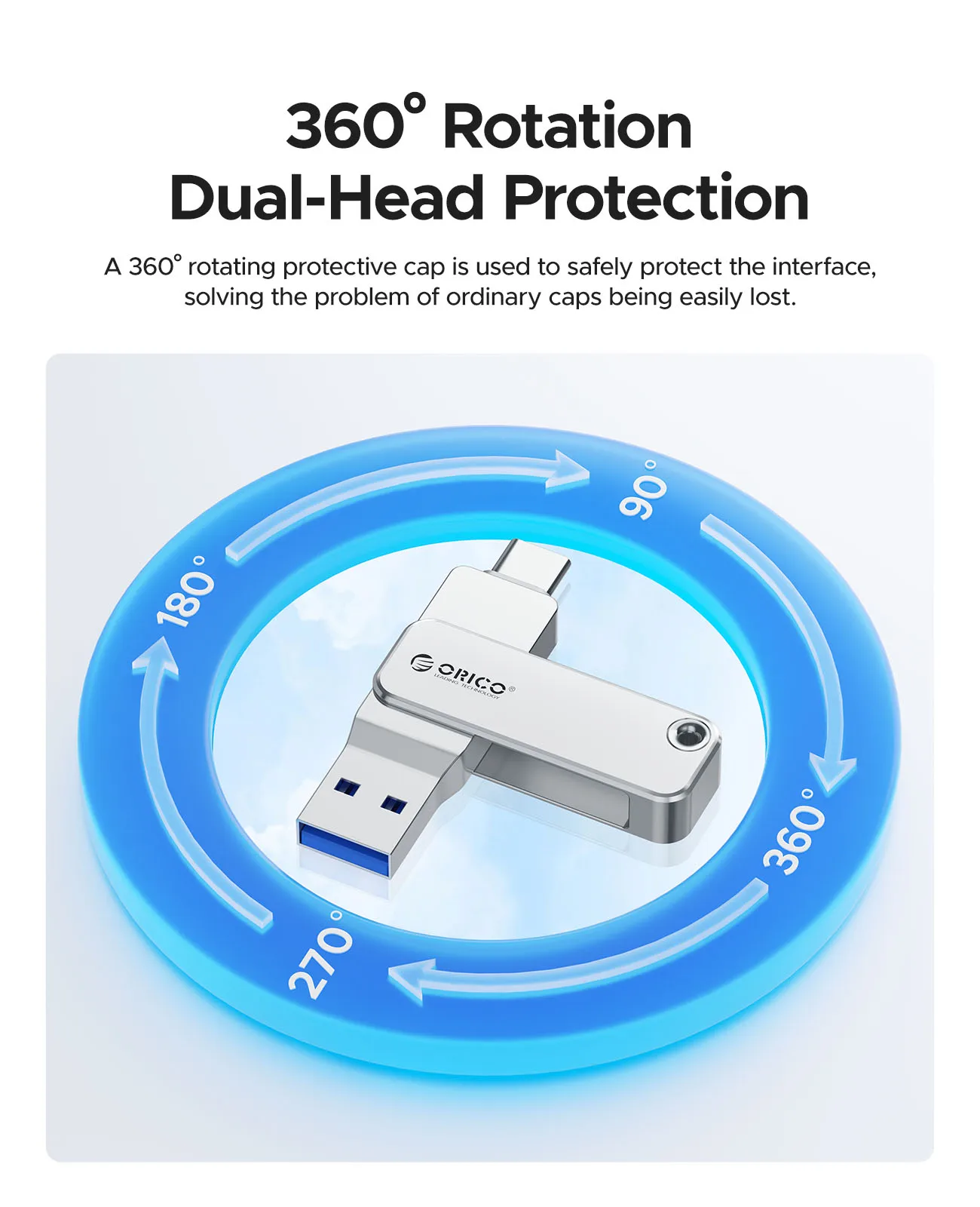 ORICO 2 in 1 플래시 드라이브 256GB 128GB 64GB 32GB 고속 펜 드라이브 OTG 타입 C USB A 듀얼 인터페이스 맥북 안드로이드용