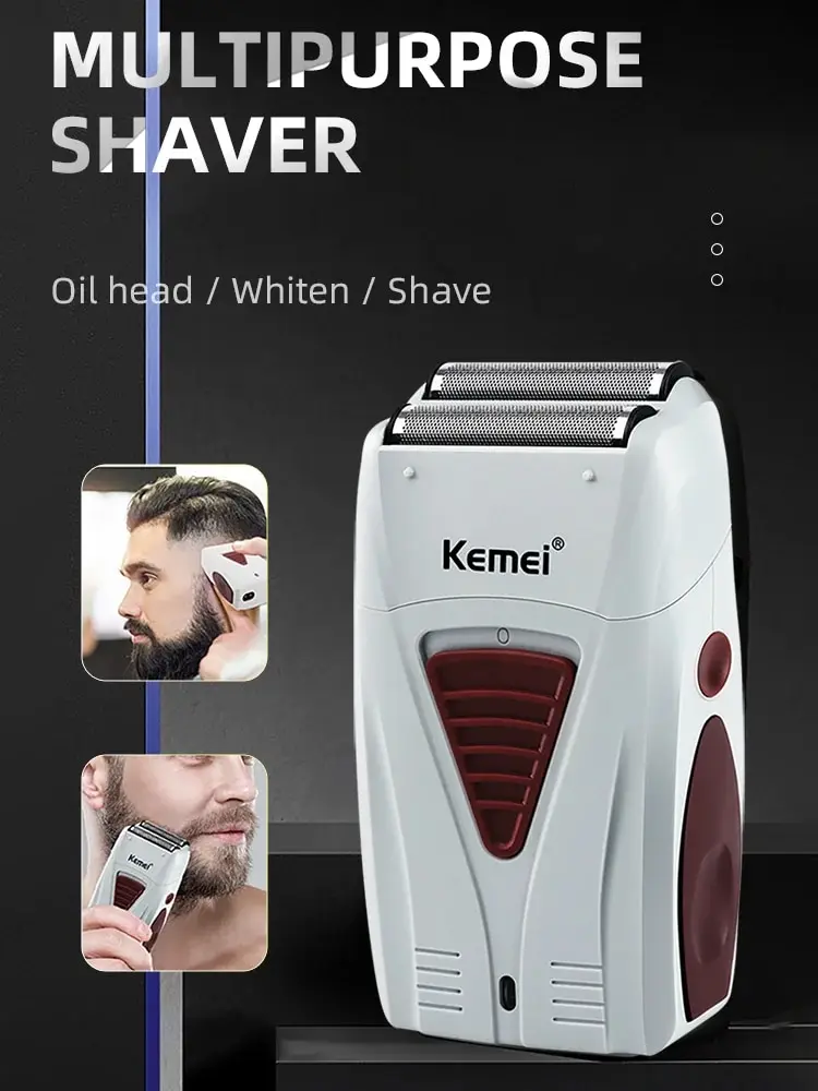 Professional Rechargeable Hair Clipper 0mm Bareheaded Hair Removal Razor Electric Shaver for Men Cordless Kemei-3382