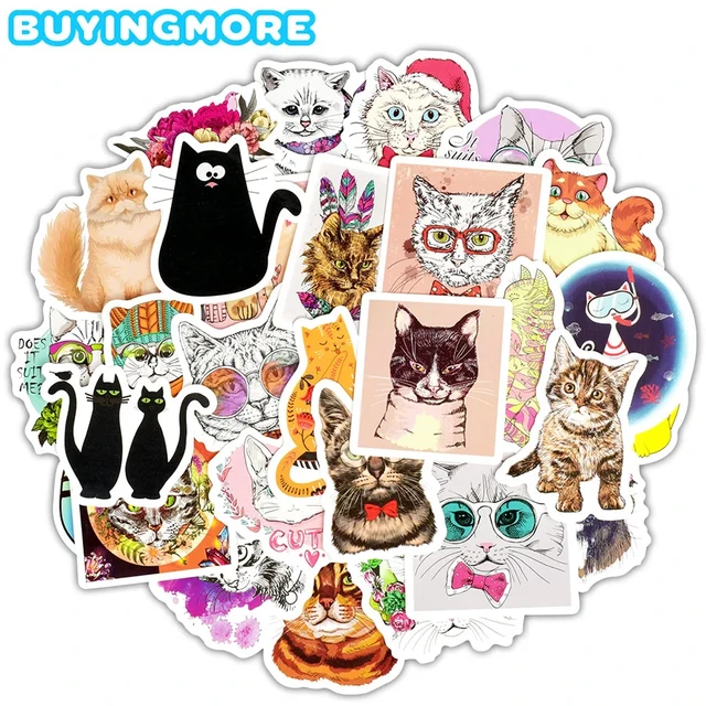 Cat Stickers, 50 Pcs