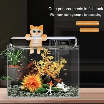 3Pcs Cat Ornaments Aquarium Landscape Cat Crafts Cute Cat Fish Tank Sculptures Small And Cute Home Decor 2