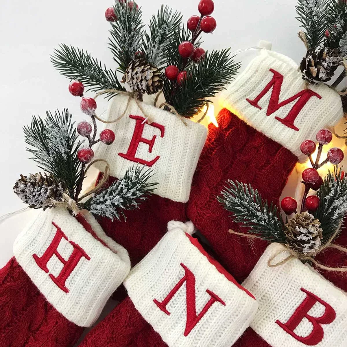 Xmas Decor Christmas Socks Knitting Snowflake Letter Stocking Christmas Tree Decoration Home 2025 New Year Ornament Gift