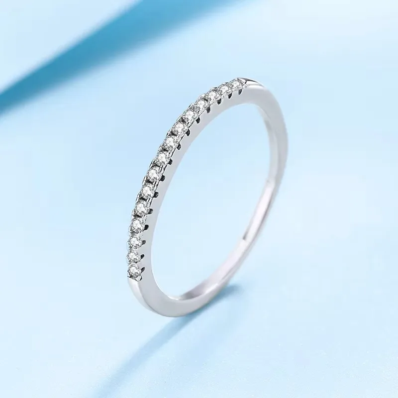 NeeTim Moissanite Ring 925 Sterling Silver with White Gold Plated Lab Diamond Eternity Band Engagement Wedding Rings for Women 2