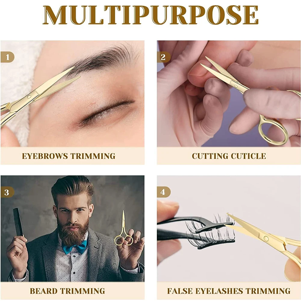 1Pcs Nose Hair Scissors Nail Cuticle Round Tip Eyebrows Scissors Safe Stainless Steel Nose Hair Remover Trimming Makeup Tool 4