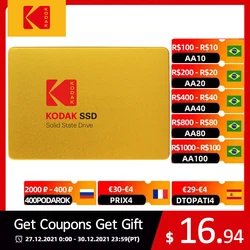 Kodak disco duro de estado sólido para ordenador, unidad de almacenamiento interna SSD de 120 pulgadas, con capacidad de 240GB, 480GB, 960GB, 2,5 GB y 2,5 GB, modelo X100