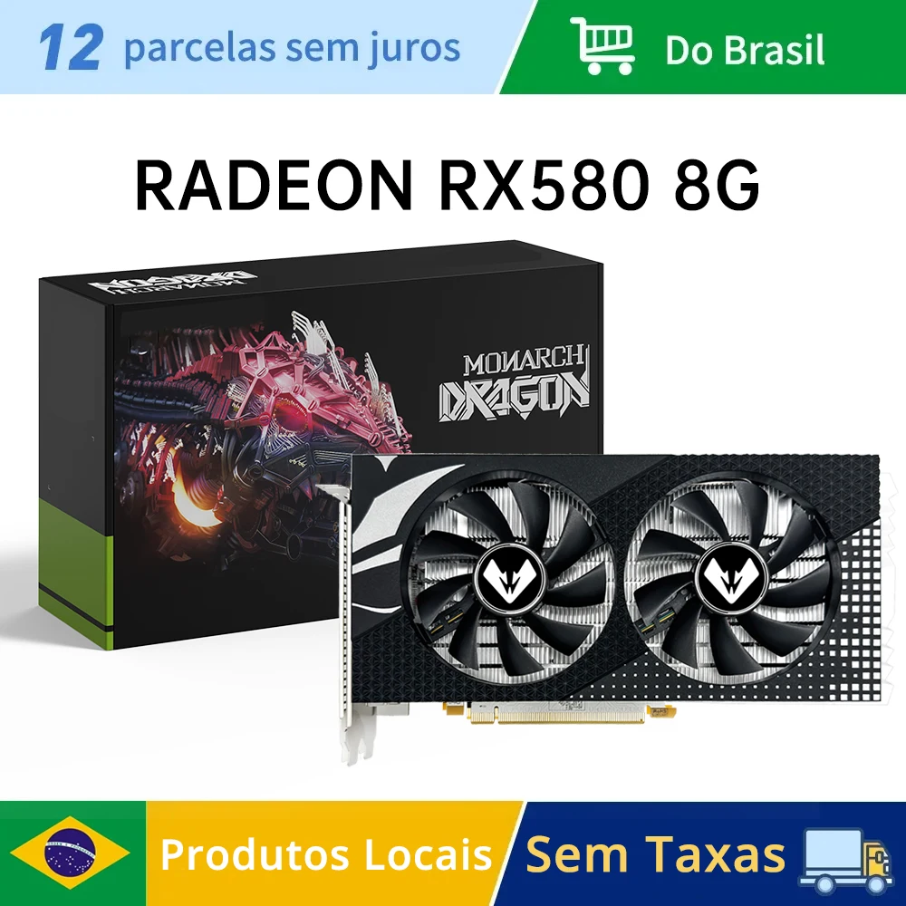 MOUGOL-AMD Radeon RX580 Placa gráfica 8G, Memória GDDR5