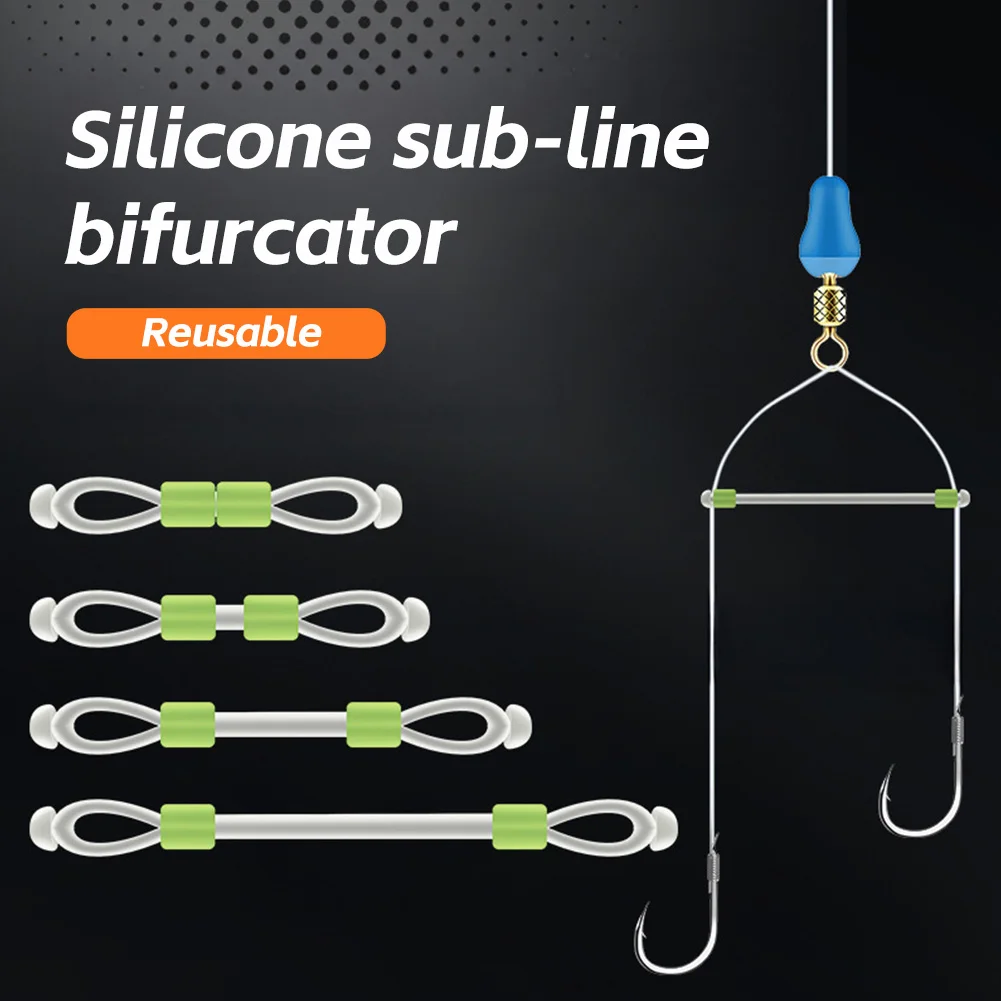 10Pcs Double Hook Silicone Fish Hook Fixed Distance Splitter Anti-wrap Beans Fish Line Separator Space Bean Line Swivel Tools