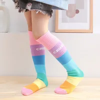 Spring Autumn Girls Cotton Ankle Short Lovely Socks Rainbow Multicolor Kids Children Knee High Legwarmers Infant Baby Freeship 1