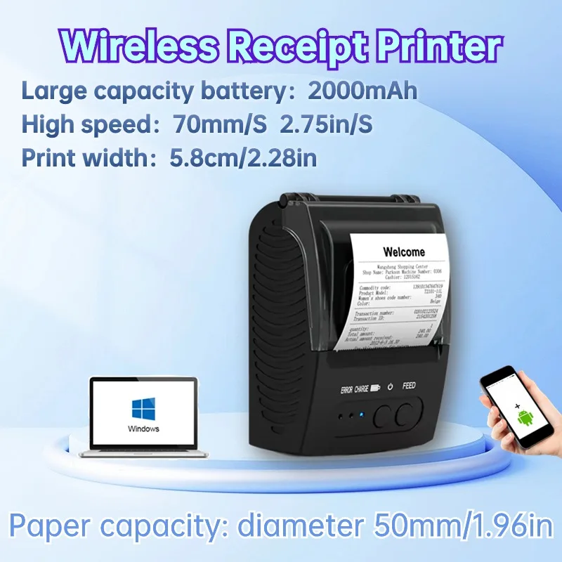 Wireless Printer For Small Business 58mm-Mini-Wireless-POS-Receipt-Printer-2-Mobile-Thermal-Printer-Small