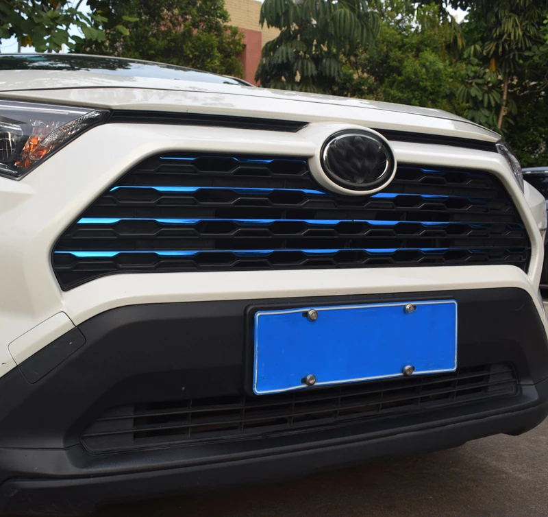 

Stainless Steel Front Grille Cover Trim Molding Chrome Protector Sticker For TOYOTA RAV4 2019-2022 Blue