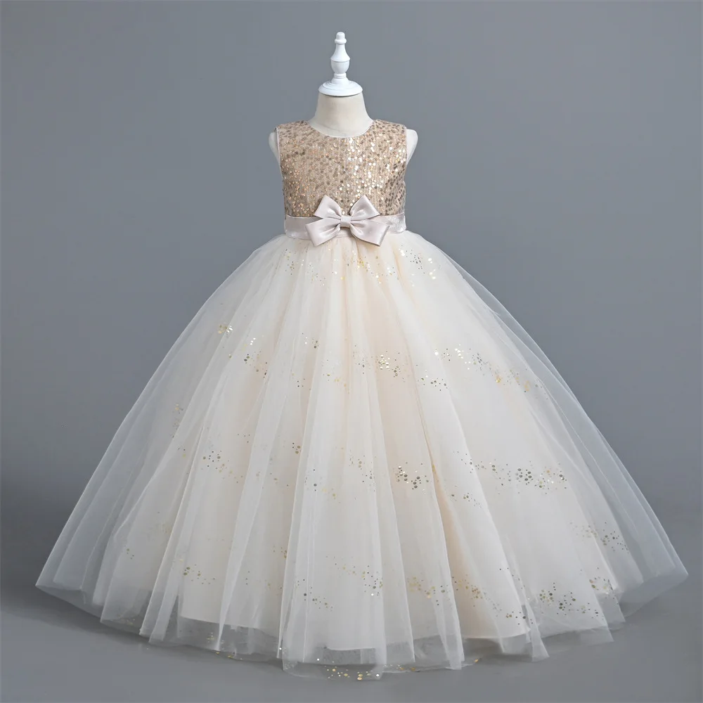 

Новая сетчатая длинная Пышная юбка без рукавов с блестками для школьного выпускного вечера платье для пианино для соревнований и представлений