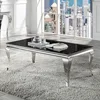 Glam Contemporary1pc Coffee Table Black Glass Top Silver Color Table Living Room Stainless Steel Cabriole-Style Legs 2
