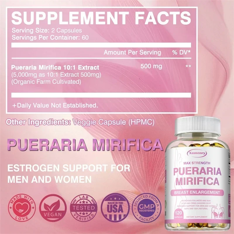 Pueraria Mirifica Supplement Support Breasts Round Firm Elastic Promote Balanced Estrogen Metabolism