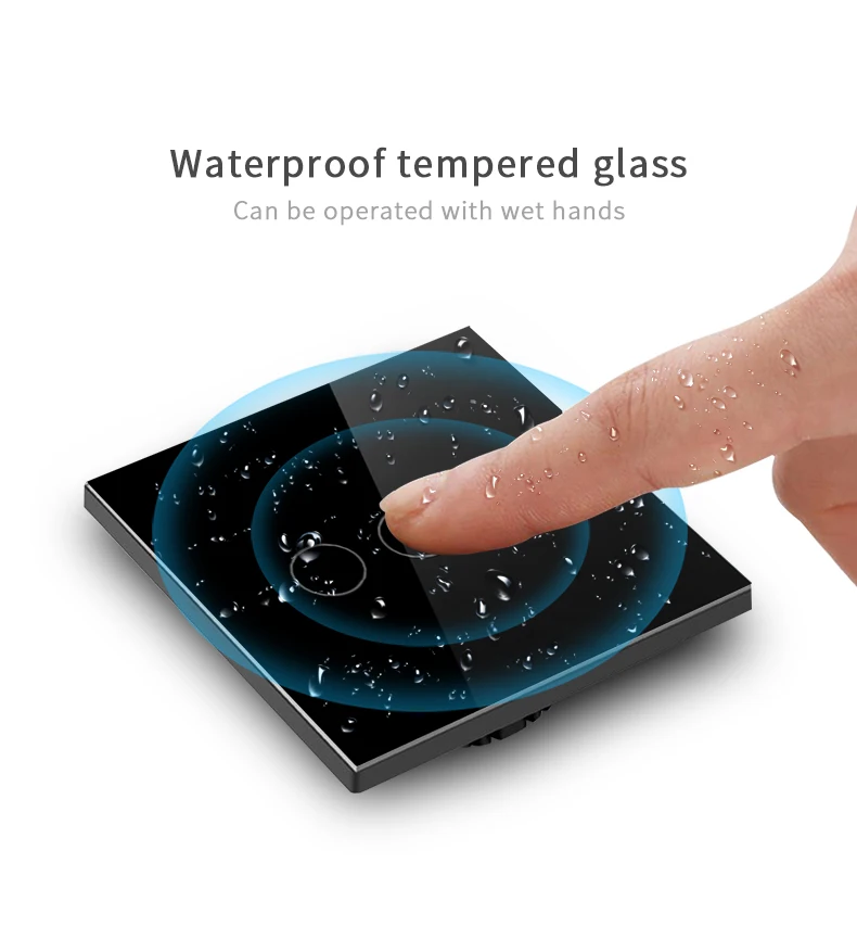 Wall Touch Switch AXUS EU US Crystal Tempered Glass Panel 1/2/3 Gang 1 Way LED Indicator Sensor