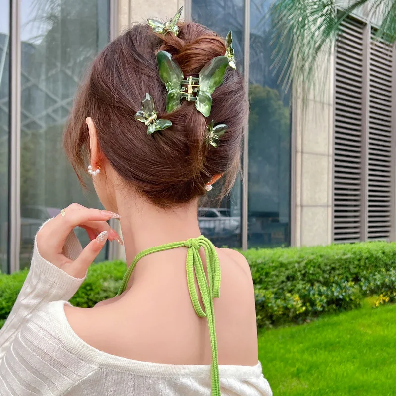 

Lystrfac 3Pcs/Lot Fashion Transparent Butterfly Hair Claws Hairpin for Women Girls Clip Back Headdress Shark Clip Hair Headdre