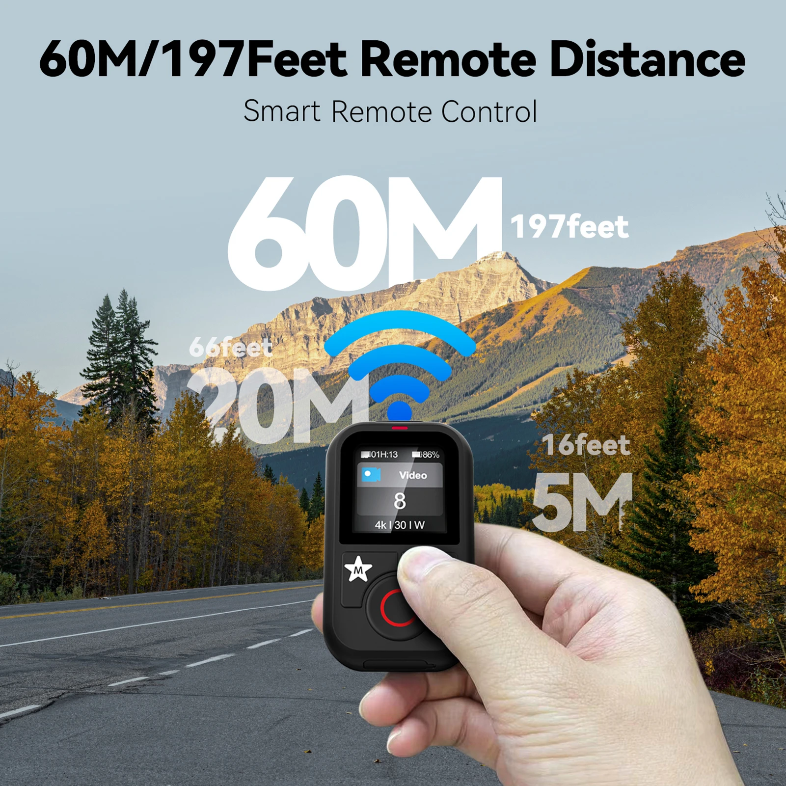 GoPro Hero 13/12/11/10/9/8/MAX 60M 제어 범위 용 무선 스마트 원격 제어 카메라 컨트롤러 방수 교체