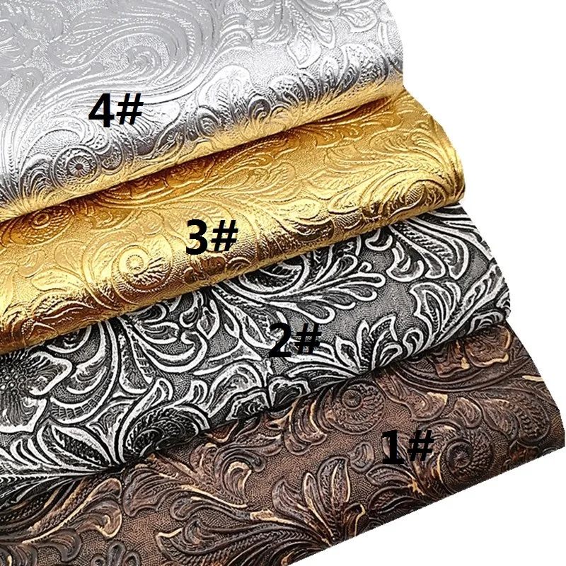 Sunflowers Embossed Vintage Synthetic Leather Fabric Sheets Faux Leather For Bags Shoes Bows DIY Craft Sheets Mini Rolls W017