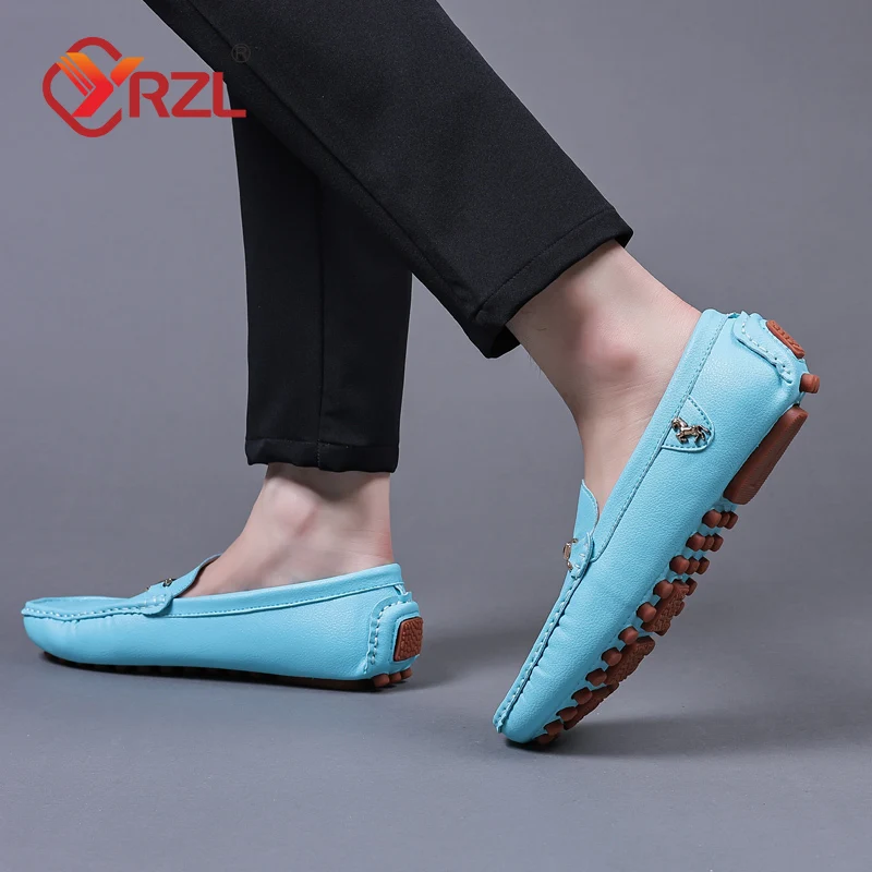YRZL Handmade PU Leather Loafers Men Shoes Design Loafers Man Comfortable Slip on Men Loafers Hot Sale Moccasins Driving Shoes