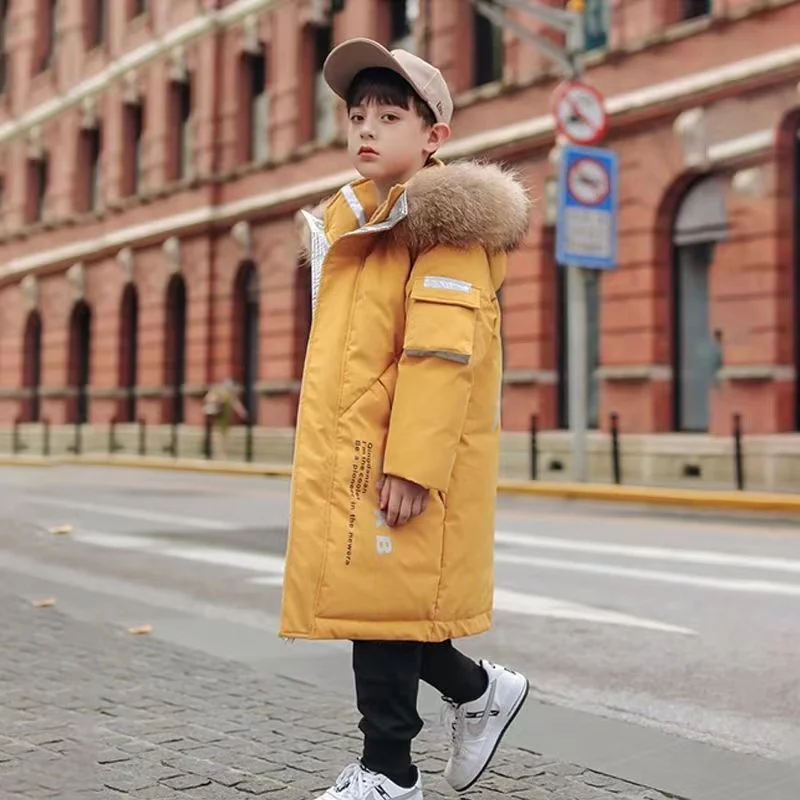 Winter Boys Girls Jacket Long Pattern Cotton Padded Coat Hooded Warm Children Clothing Parkas veste Teens Kids Outerwears kids jackets kids cotton clothes
