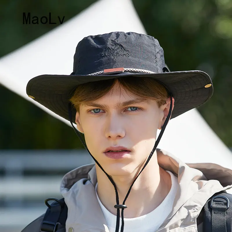 

Texas Roadhouse Fisherman Hat with String Men Beach Sun Hat for Outdoor Hiking Couple Bob Panama Summer Fishing Bucket Hat