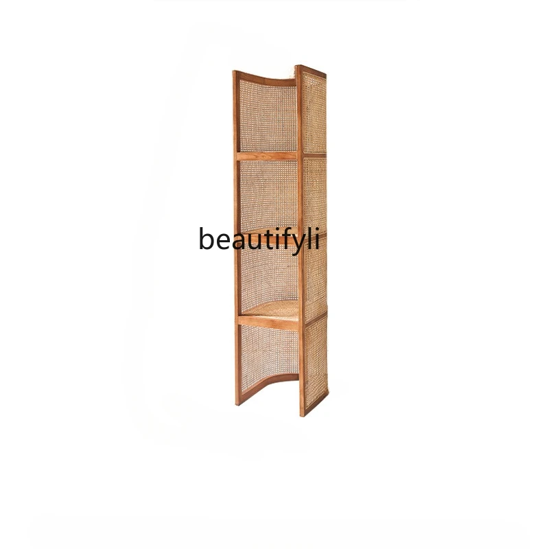 

Rattan Storage Rack Hand-Made Display Cabinet Floor Storage Rack Household Multilayer Storage Corner Cabinet Bookshelf