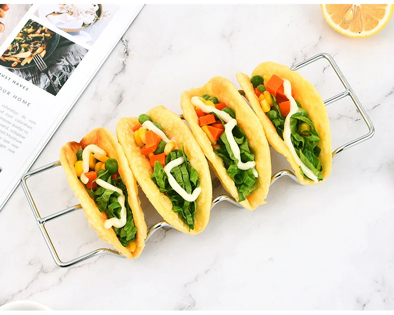 1pc steel taco holder with 4 slot mexico pancake rack food tray kitchen tools taco holder