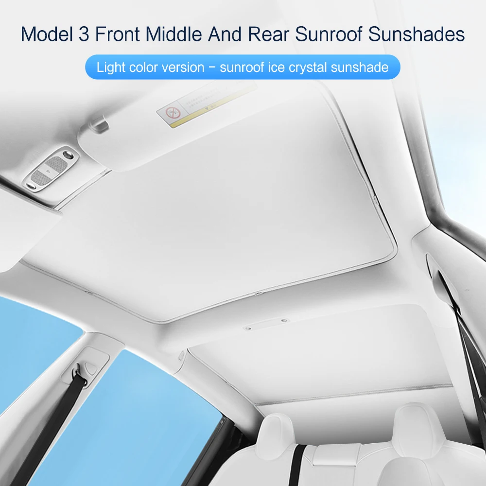 Sun Shades For Tesla Model Y / 3+ Highland 2024 2019-2023 Ice Cloth Buckle Sunshade Glass Front Rear Sunroof Skylight Accessory