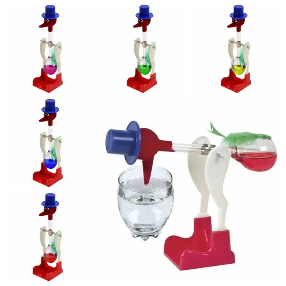 Uccello Bevente Trasparente Non-Stop Movimento Perpetuo Bobbing Magic Prank Toy Con Vetro Fluido Lucky Bird Duck