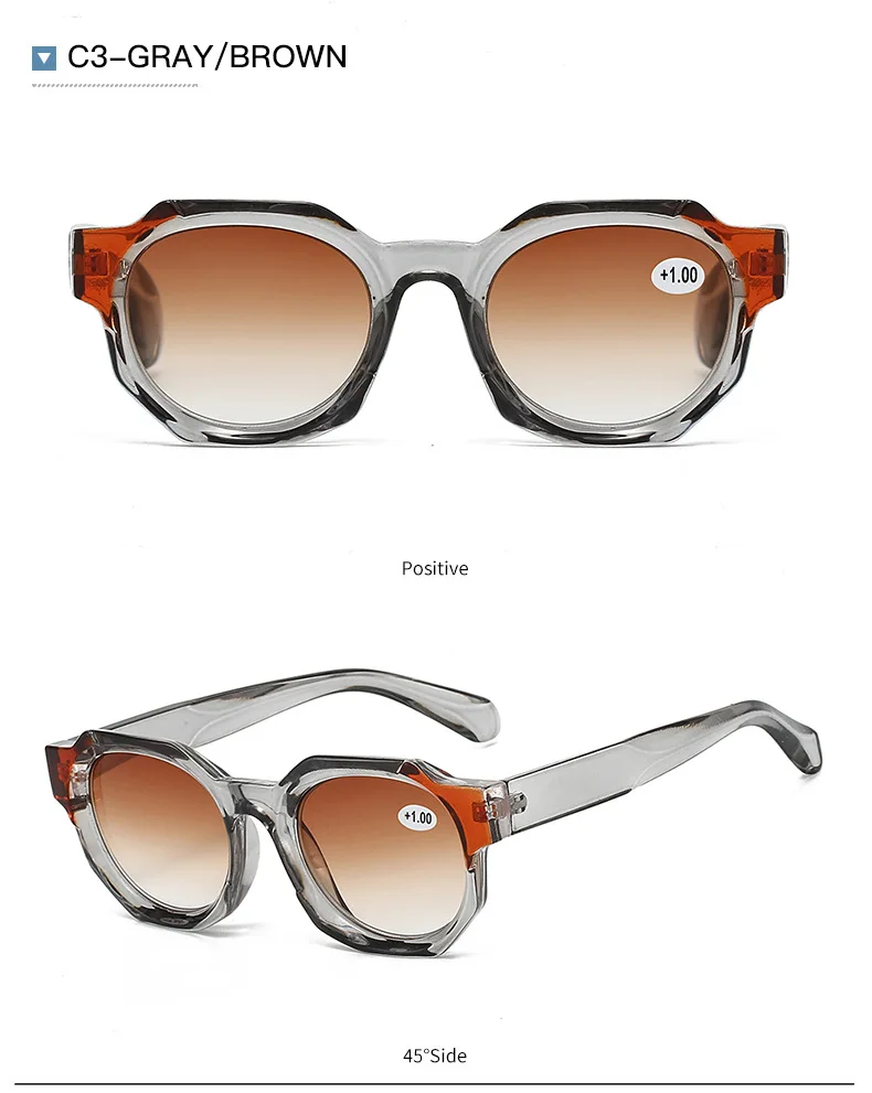 SO&EI Mode Polygon Quadratische Lesebrille Frauen Mode Tee Gradienten Männer Sonnenbrille – Detail 10