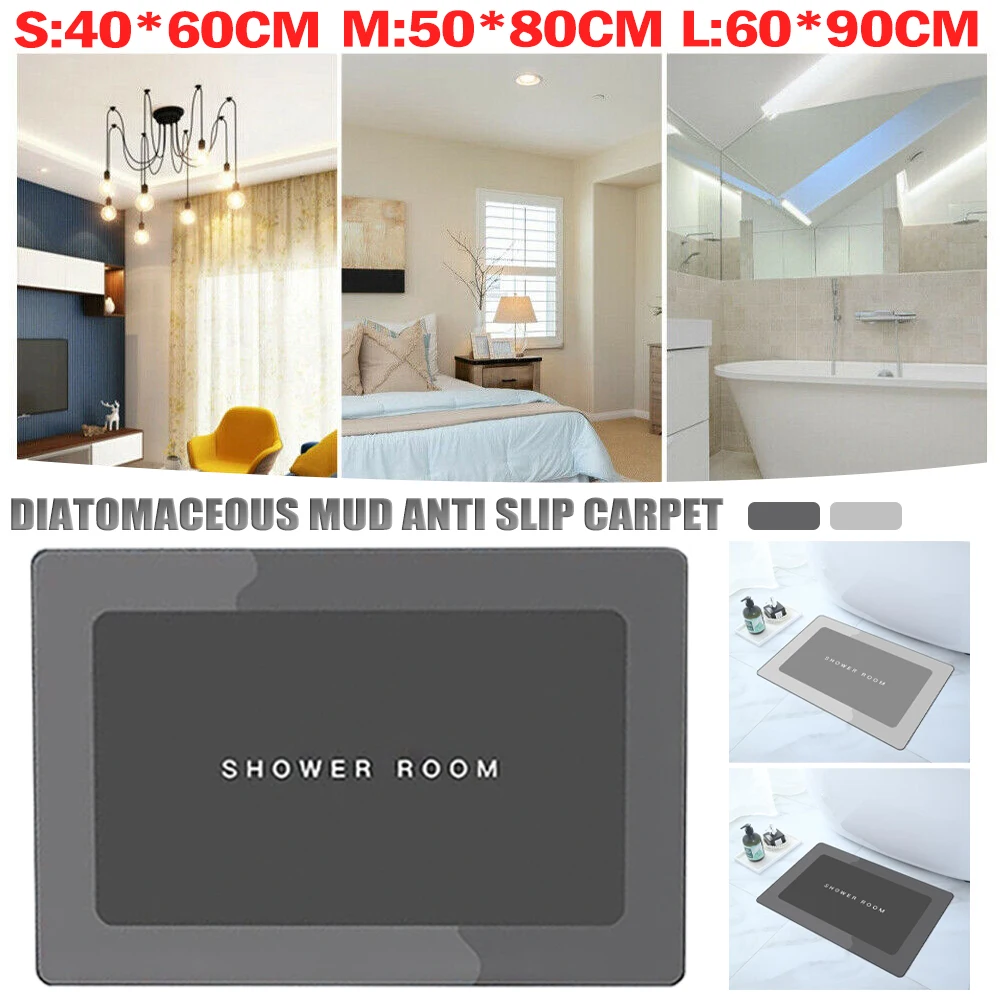 

Super Absorbent Floor Mat For Bathroom Soft Quick-Drying Non-Slip Diatom Mud Bath Mats Home Living Room Kitchen Area Rugs