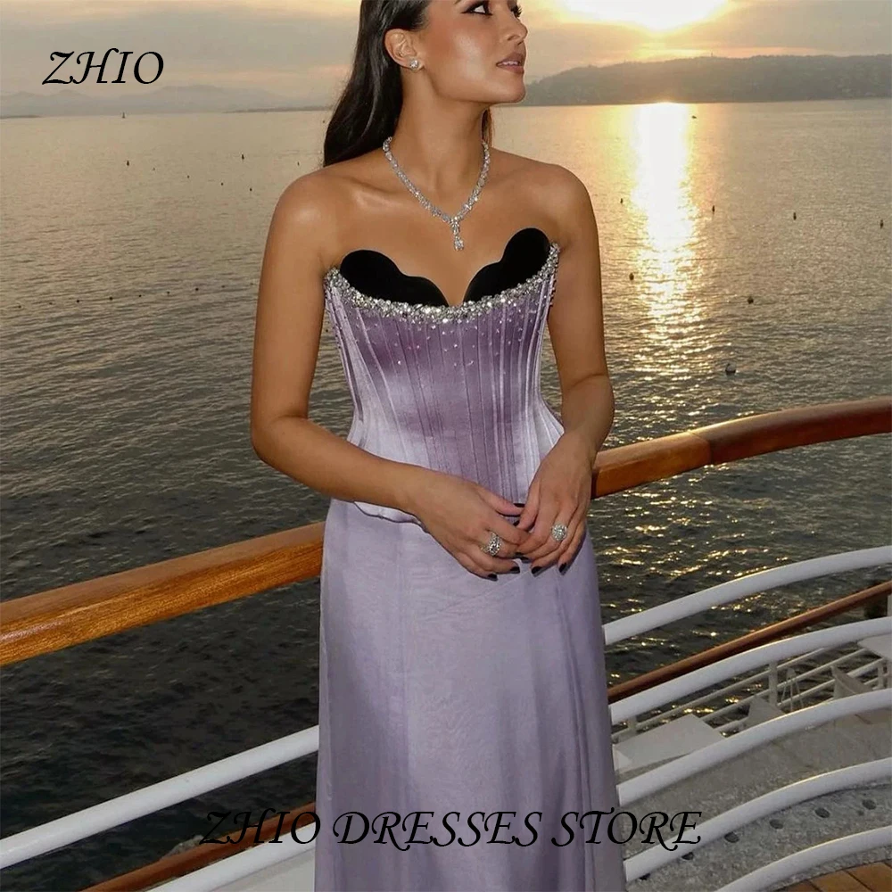 فستان سهرة ZHIORhinestone لافندر مثير بحزام شيفون...