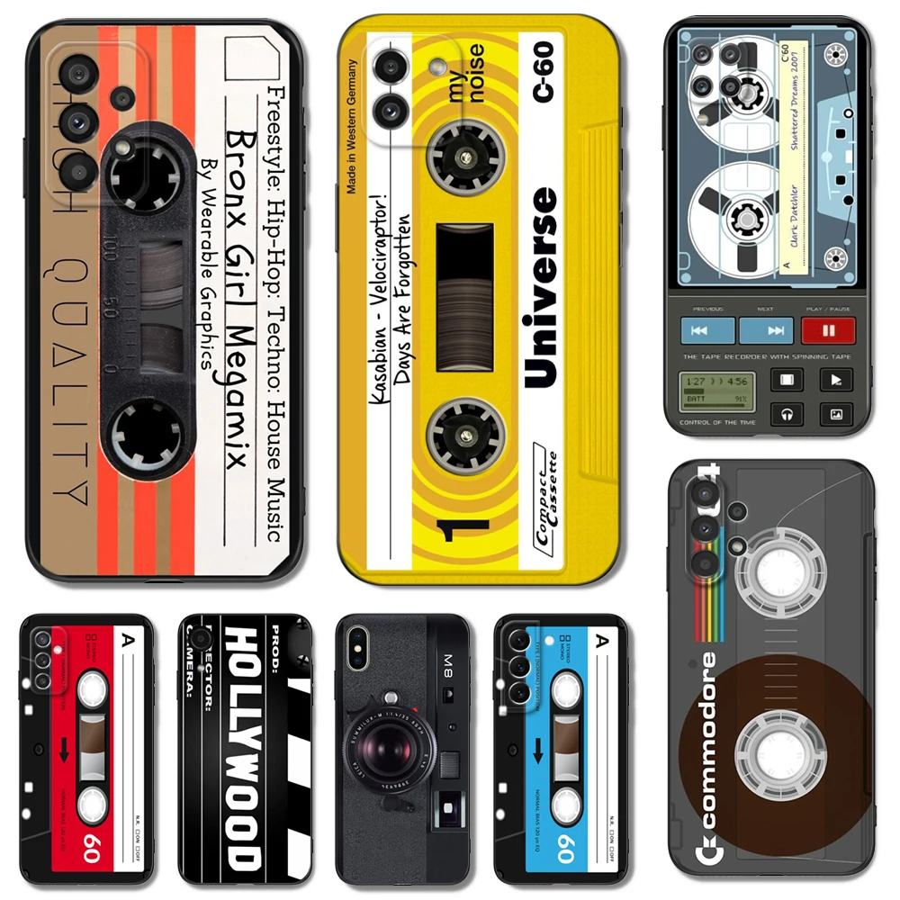 Custodia In Tpu Nero Per Samsung Galaxy S23 S22 S20 S21 Fe Plus Ultra + S10 E Lite Cover Old Cassette Tape