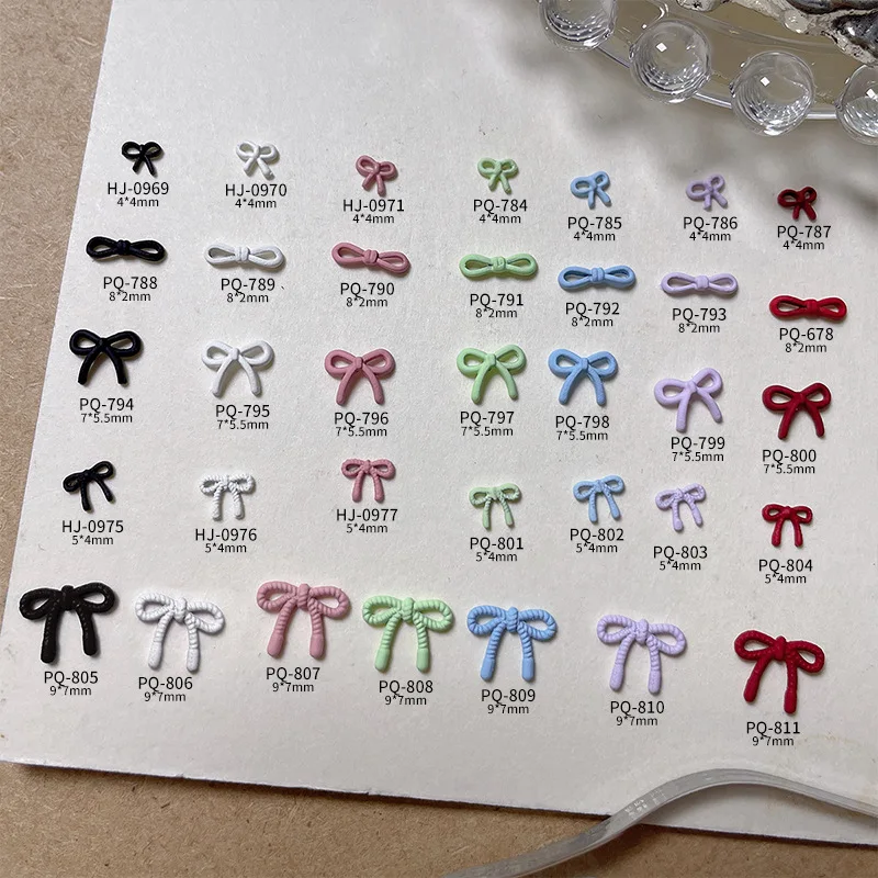 20PCS Simple Macaron Mini Ribbon Bow Colorful Spray Painted Bowknot Alloy Nail Art Rhinestones Decorations Manicure Ornaments 2