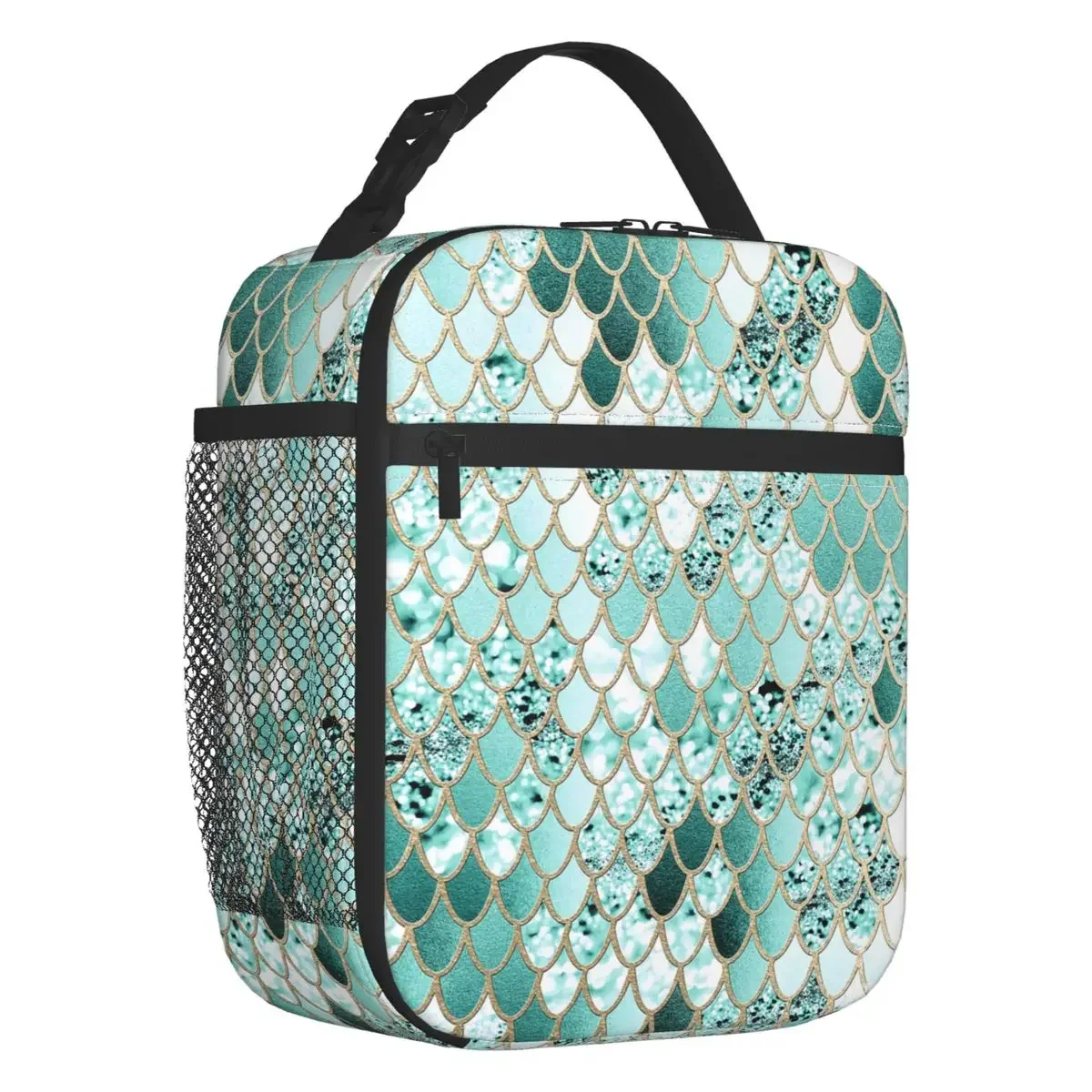 

Сумка для ланча с изображением чешуи русалки на заказ, женская теплая Термосумка, изолированная коробка для ланча для детей и школы