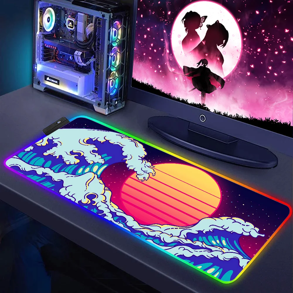 

Mause Pad Gaming Mat The Great Retro Wave Mouse Mats Desk Accessories Office Rgb Mousepad Gamer 900x400 Desktops Extended Pad