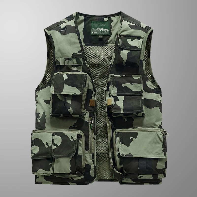 2024 New Men's Vest Multi-Pocket Military Tactical Vest Mesh Breathable Detachable Waistcoat Outdoor Mountaineering Fishing Wear