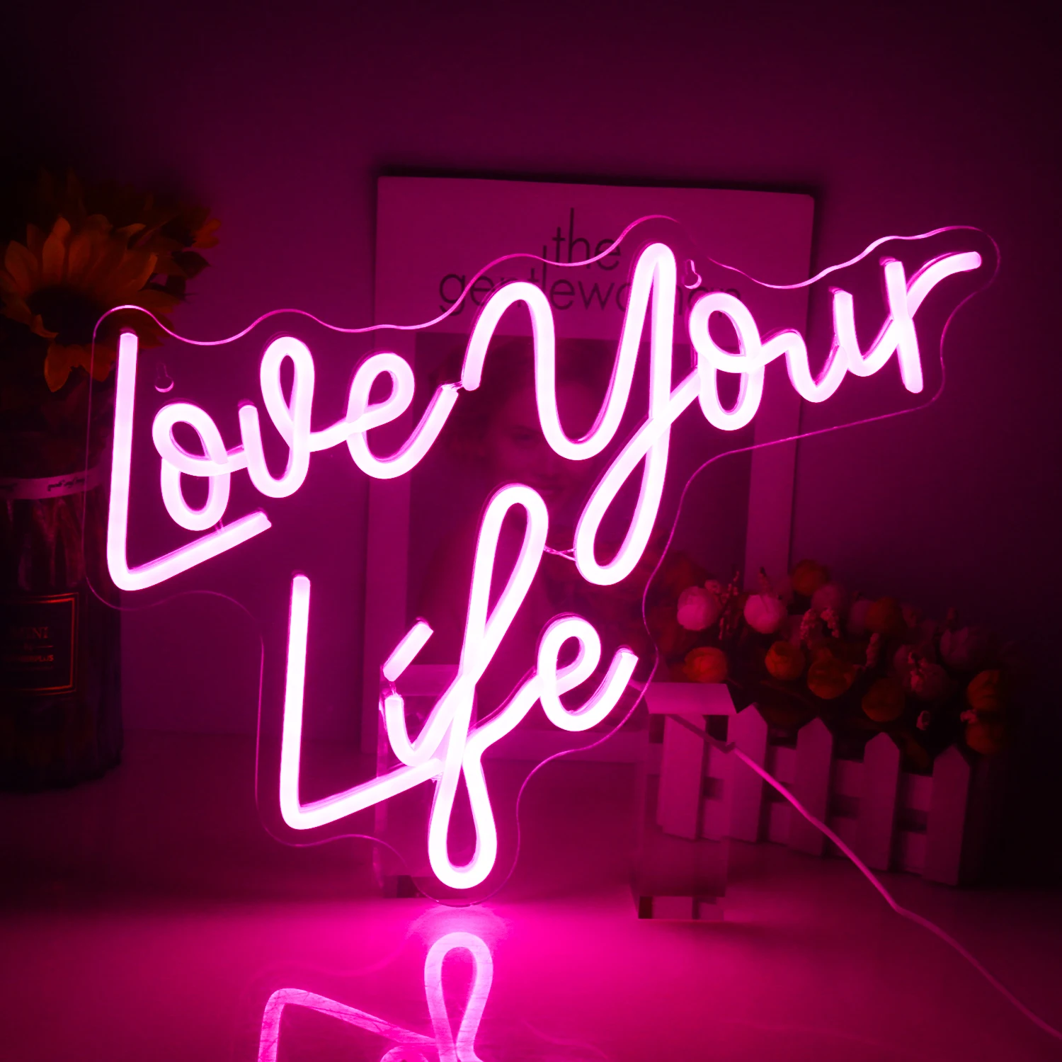 Ineonlife Love Your Life Neon Light Illuminated Led Sign Home Shop Party Family Atmosphere Art Wall Personality Decoration Lamps neon sign oh baby transparent acrylic led nights lighting sign party family bedroom baby room good atmosphere light