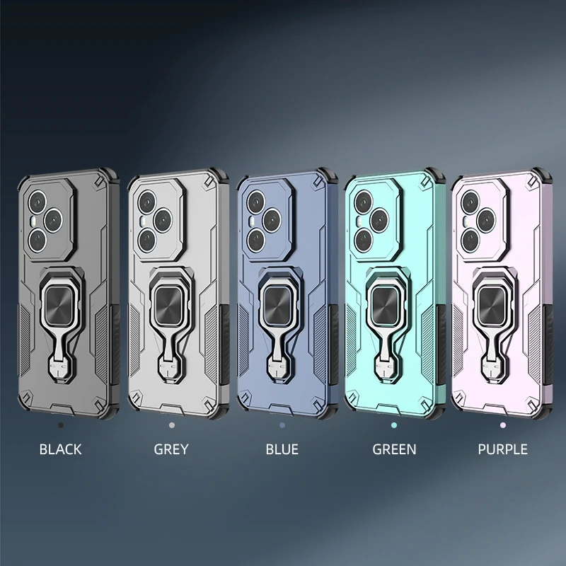 Enhanced Armor Magnetic Ring Holder Case with Camera Protection