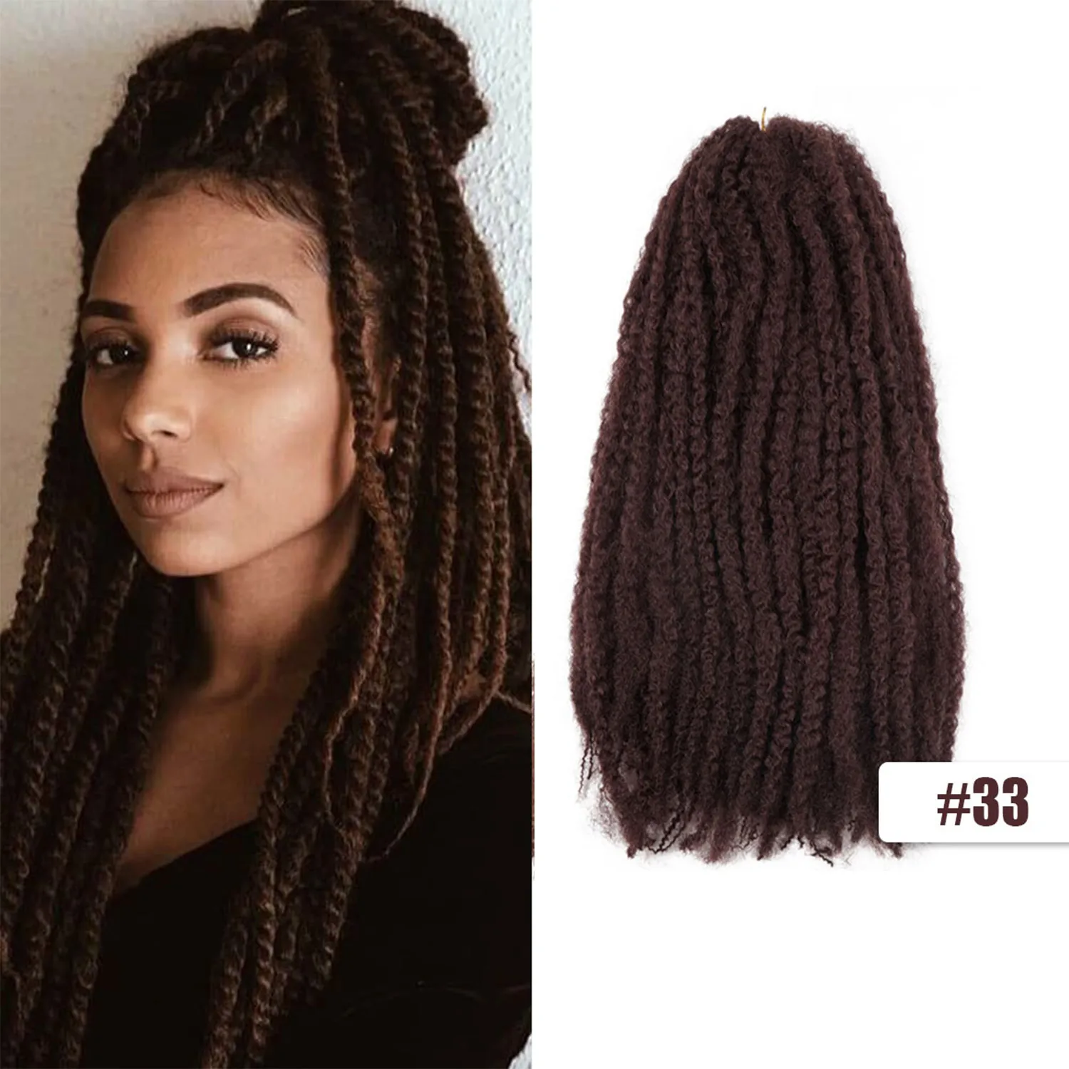 

18" Marley Hair For Braids Afro Kinky Marley Braid Hair Synthetic Bob Marley Ombre Braiding Hair Extensions Easy Braid