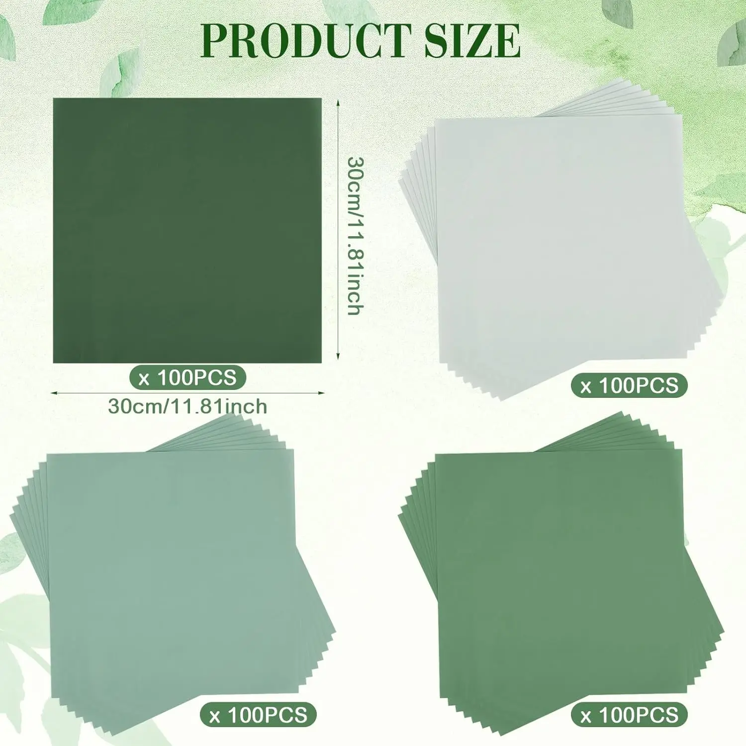 400 Sheets Sage Green Wax Paper – Gradient Green Greaseproof Deli Wrapping Sheets, Oil-... - SKU SSWP1951 - UGI Packaging