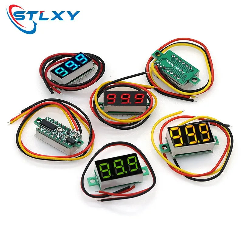 Voltmètre numérique avec précision variable, élément d'affichage de quantité électrique, 0.36 pouces, 0.28 pouces, 2 fils, 0-30V, 3 fils, DC 0V-100V