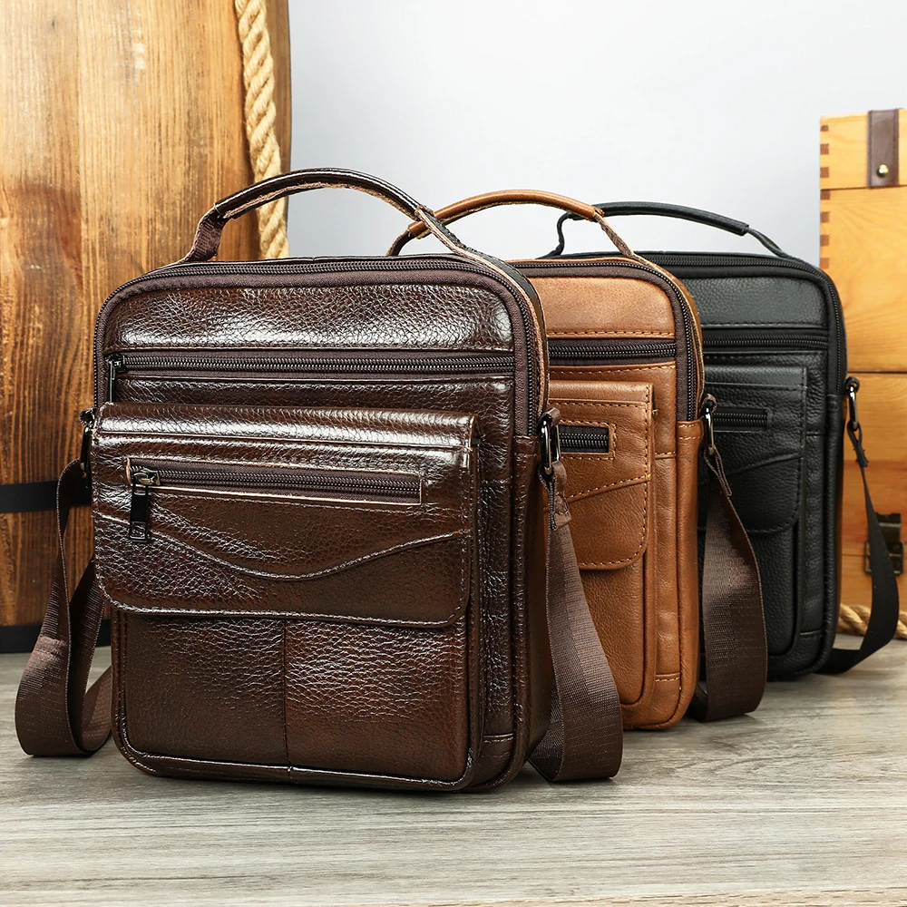 Great Men Shoulder Bag - men genuine Leather Shoulder Bags - Men Handbags Capacity Soft Leather Bag For Man Messenger Bags Tote Bag (3MA1)(LT4)(1U78)