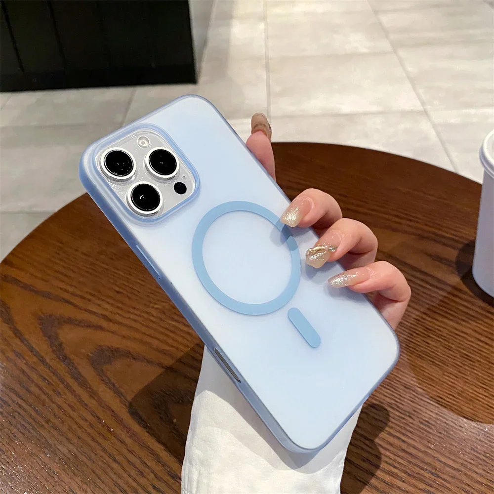 Luxury Matte Translucent Magnetic Charging Case - Ultra-Thin Back Cover