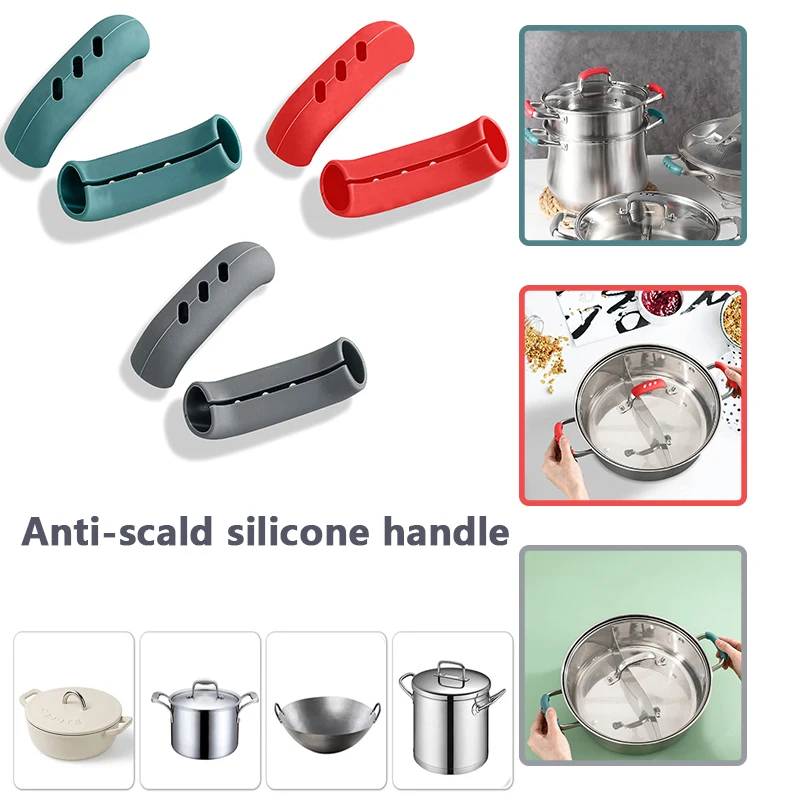 2 PCS Silicone Iron Pot Ears Anti-hot Handle Multi-functional Frying Pan  Handle Set Universal Insulation Casserole Ear Set - AliExpress