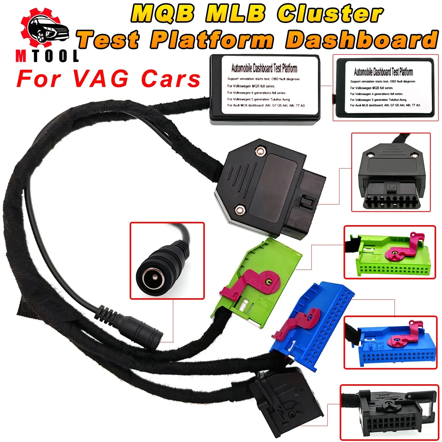 Car MQB MLB Cluster Test Platform Dashboard Cable Kit for V-W 4 5 generation for Audi A6 A8 A4 Q5 Q7 MLB Car Power On Instrument