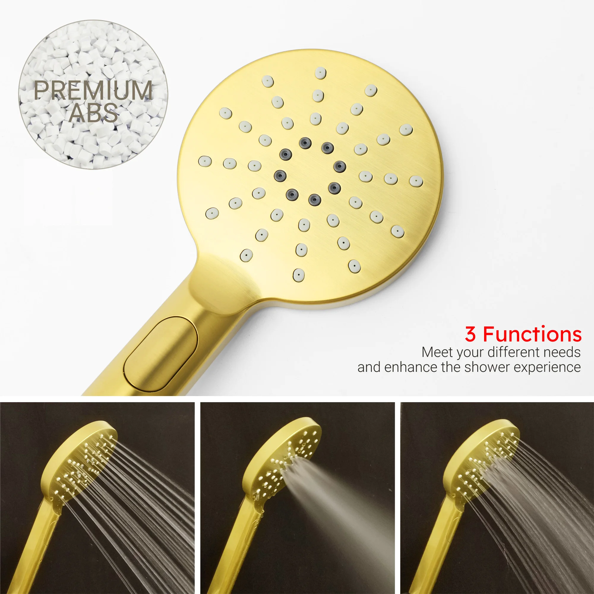 **Sydney Stock** KYLINS Twin Round Rain Shower Head Set 2 In 1 Sliding Rail Wall Arm Diverter Brushed Gold DIY WELS WATERMARK