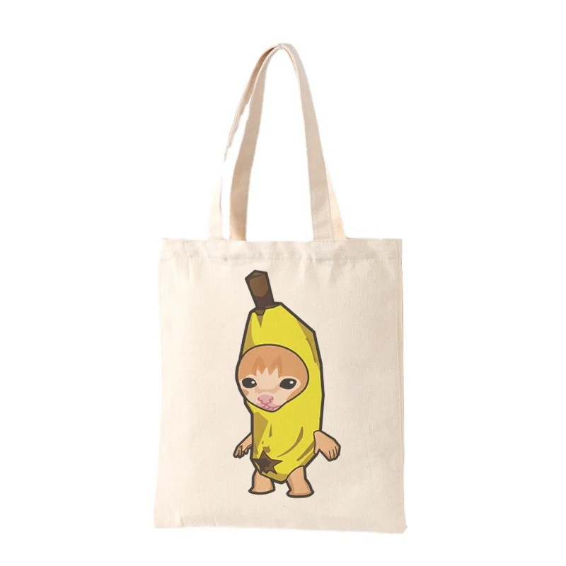 

Сумки для покупок Bananya для косплея грустный плач Hapi счастливые бананы кошка мем фрукты еда Хлеб холщовые сумки шоппер японская аниме сумка