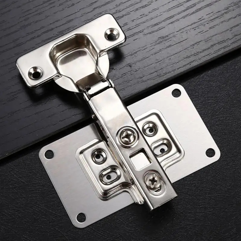 Stainless Steel Hinge Fixing Plate Kit Cabinet Door Hinge Repair Plate Bracket with Mounting Screw for Kitchen Furniture