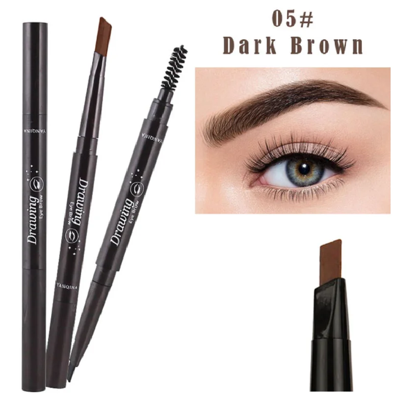 

Double Heads Automatic Eyebrow Pencil Waterproof Long-lasting Easy Ware Eyebrow Pen with Eyebrow Brush Women Natural Makeup